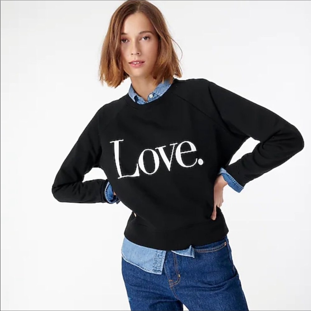J. Crew University Terry Love Sweatshirt Black Cotton Size Medium